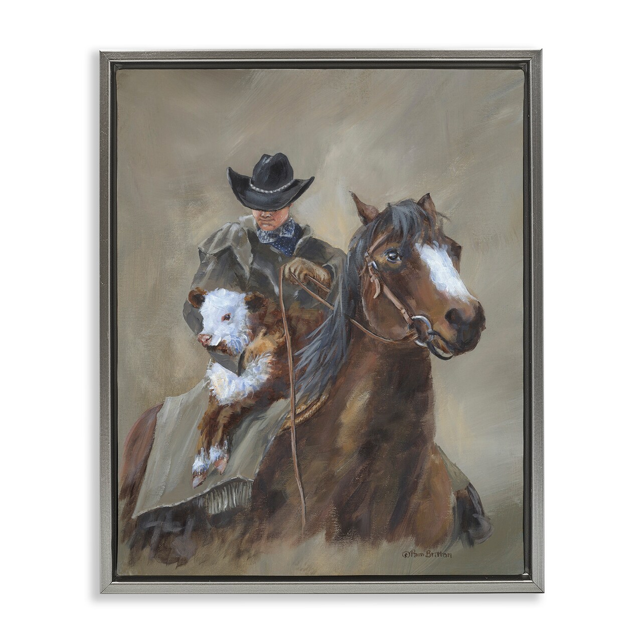 Stupell Industries Ranch Cowboy Western Horse Black Framed Floater Canvas Wall Art